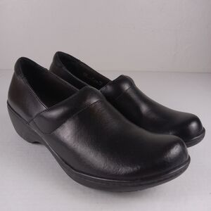 Clarks Black Leather Mules